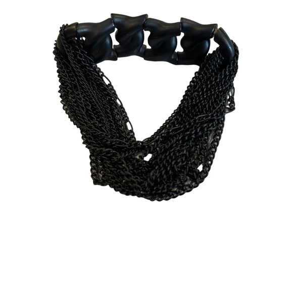 Bracelet Stephan & Co. Matte Black Medal Link Look Stretch & Multi Chain Accent - Picture 2 of 10